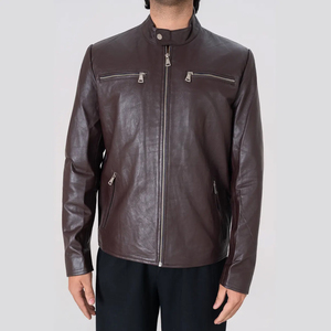 Icon by Gilani <b>Men</b>’s Chocolate <b>Brown</b> Biker <b>Leather</b> <b>Jacket</b> - Product Image 1