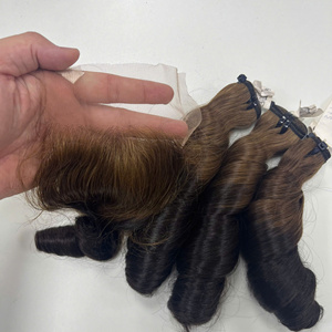 ผมต่อแบบม้วนคู่สีน้ำตาลสุดๆแบบกระจุกคู่ทำจากผ้าลูกไม้ของมนุษย์แท้จากเวียดนาม100% - Product Image 2