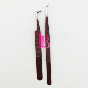 Pinzas para Extensión de Pestañas Lumia Beauty de Acero Inoxidable, Precisión de 45 Grados, Duraderas, Antimagnéticas, Agarre Perfecto, Logotipo Personalizado - Product Image 1
