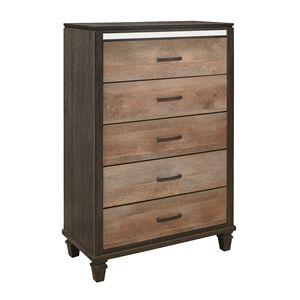 Cassetti in legno stile rustico moderno 1 pezzo cassettiera 5x con finitura bicolore per mobili camera da letto - Product Image 2