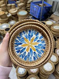 Bandeja Decorativa de Ratán con Madreperla para Decoración del Hogar, Almacenamiento y Exhibición, Hecha a Mano en Vietnam - Product Image 5