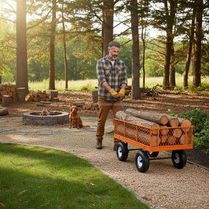 Chariot de jardin en métal de 1000 lb, chariot de jardin robuste avec côtés en treillis métallique amovibles 180 °   Poignée rotative Roues de 10 poucesODG GAR026 - Product Image 2