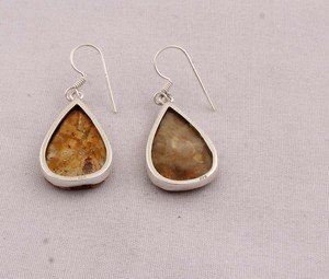 925 <b>Sterling</b> <b>Silver</b> Natural Bumblebee Jasper <b>Earrings</b> Yellow Jasper Teardrop <b>Dangle</b> <b>Earrings</b> Handmade Gemstone Jewelry Wholesale - Product Image 3