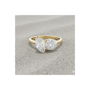 Toi et Moi ทรงกลมและมาคีสตัดแหวนเพชรที่ปลูกในห้องปฏิบัติการ - Product Image 1