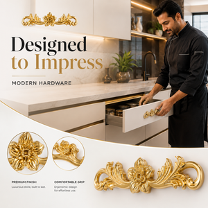Luxury Brass Floral Cabinet Handle and Knob Set Decorative Furniture Hardware Premium <b>Drawer</b> <b>Pull</b> for Wardrobes and Cabinets - Product Image 4