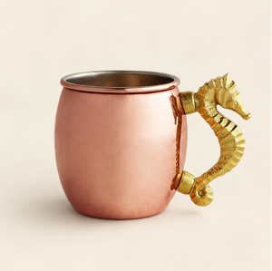 Copper Moscow Mule <b>Mug</b> with <b>Gold</b> Seahorse Handle Food Grade Handcrafted Beer Cocktail Cup for Home Bar and Party Decor - Product Image 4