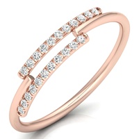 Anillo de Diamante Certificado de Laboratorio, Oro Sólido, Joyería de Compromiso, Corte Redondo, Engaste Pavé, Media Eternidad, Suministros para Fabricación de Joyas