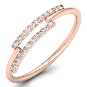 Anillo de diamante único, ajuste de pavé, banda de media eternidad, corte redondo, hecho en laboratorio, anillo ligero, joyería chapada en oro amarillo para mujer - Product Image 2