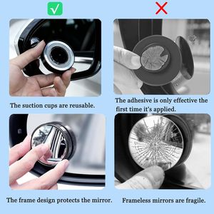 Set di 2 Specchietti Convessi HD in Vetro per Angoli Ciechi, Specchietti Laterali Grandangolari con Ventosa, Facile Regolazione per Auto - Product Image 3