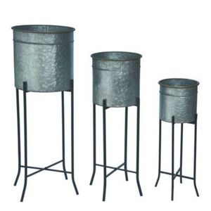 Rustic Galvanized Metal <b>Planter</b> Set Farmhouse Flower Pots for Garden Decor Vintage Style Succulent Pot Indoor Outdoor <b>Planter</b> - Product Image 4