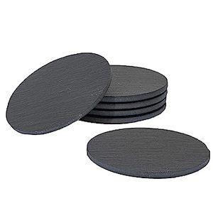Bulk Natural Round Black Slate <b>Coasters</b> Set of 4/6 Heat Resistant Stone <b>Drink</b> <b>Coasters</b> with Foam Pads for Bar Home Restaurant - Product Image 1