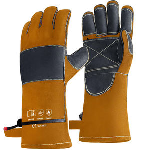 Gants de travail robustes et durables pour soudeurs, protection contre la chaleur extrême, gants de travail en cuir de vachette personnalisés - Product Image 1