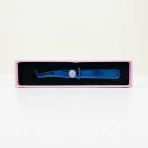Pinzas para extensión de pestañas de color azul plasma, con punta de volumen y punta fina, y pinzas individuales, en caja rosa, set de herramientas de embalaje. - Product Image 3