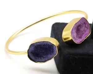 Natural Druzy Stone Adjustable Bangles with German <b>Silver</b> | Handmade Druzy Gemstone <b>Cuff</b> Bangle | Fashion Jewelry for Women - Product Image 2