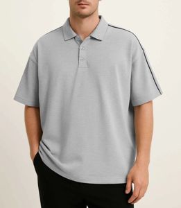 Camiseta Polo Holgada de Estilo Urbano, Tela Piqué, Manga Caída Personalizada, Tela Deportiva a Rayas, Camisetas Polo de Golf para Hombre - Product Image 6