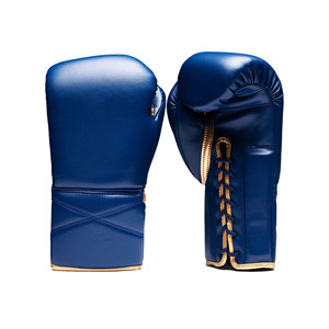 OEM ODM Blue Leather Boxing Competition Gloves Lace-Up Training Gear for Adults Breathable Design Professional Fight Equipment - Product Image 1