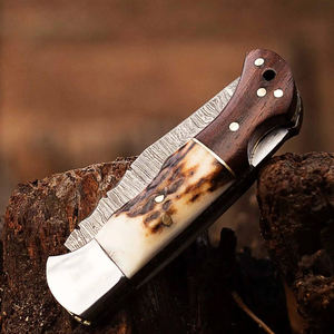 Cuchillo de Caza de Alta Calidad, Cuchillo Plegable para Camping con Mecanismo de Bloqueo Trasero, Cuchillo de Bolsillo de Acero de Damasco en Stock - Product Image 6