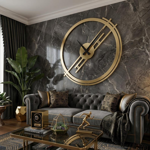 Luxury Modern Metal Wall <b>Clock</b> Large Round Geometric Designer <b>Clock</b> Contemporary Black Decorative Wall <b>Art</b> for Living Room - Product Image 4