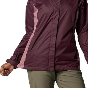Chaqueta Impermeable para Mujer, Color Borgoña, Cortavientos, con Capucha, Diseño de Dos Tonos, Ropa Deportiva para Exteriores - Product Image 2