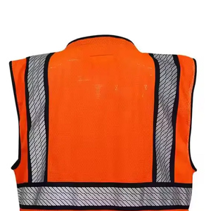 Chaleco de Seguridad Reflectante Naranja para Hombre, Ropa de Trabajo Transpirable de Poliéster con Bolsillos, Cierre de Cremallera con Cuello en V, Ropa Exterior Informal - Product Image 5