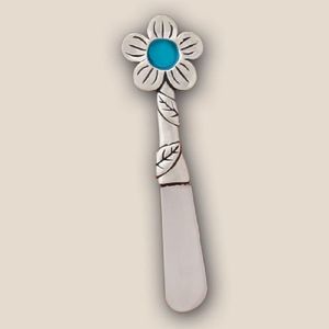 Cuchillo para Queso de Cristal de Mar Turquesa con Diseño Floral de 4.5 Pulgadas, Espátula Básica para Mantequilla y Queso Blando, Utensilios de Cocina para Quesos Blandos - Product Image 1