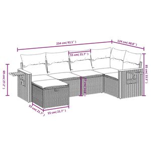 Conjunto de Sofás Modulares de Jardín de 6 Piezas en Ratán Sintético Color Beige, Muebles de Exterior Cómodos y Elegantes - Product Image 3