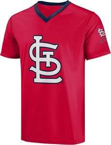 St. Louis Cardinals Red V-Neck <strong>T</strong>-<strong>Shirt</strong> With Gray Logo Cotton Material Sports Design - Product Image 2