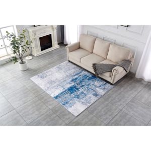 Collezione di Design astratto tappeto grigio turchese Super morbido lavabile in lavatrice - Product Image 5