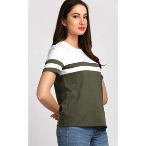 Venta al por mayor 100% algodón moda verano camiseta de gran tamaño para las mujeres diseño personalizado a rayas cuello redondo de talla grande ecológico - Product Image 4