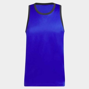 Royal Blue Basketball Jersey Sleeveless Sports Tank Top Contrast Trim Team Practice Training Wear - Product Image 1