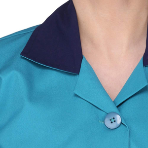 Women's Turquoise <b>Scrub</b> <b>Set</b> With Navy Trim Hospital Uniform Pants And Top For Medical Staff - Product Image 4