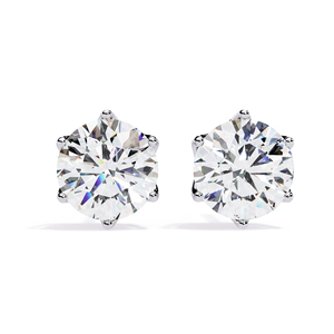 7mm Round Moissanite Stud <b>Earrings</b> 2.5 CTW 14K Solid Gold with Side Accents Brilliant Diamond Alternative Jewelry - Product Image 1