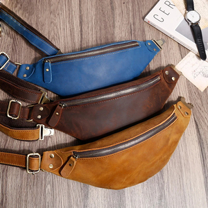 Bolso de Pecho de Cuero Genuino Vintage con Cierre de Cremallera, Duradero, para Uso Diario, Todas las Temporadas, para Hombre - Product Image 3