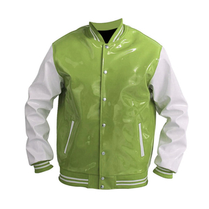 Chaqueta Varsity de Cuero PVC para Hombre, Estilo Urbano, Chaqueta Bomber de Béisbol, Chaqueta Varsity de Cuero PVC de Moda para Hombre - Product Image 1