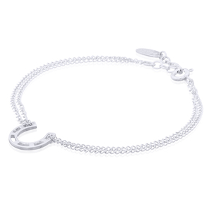 Bracelet chaîne gourmette double en argent sterling 92,5 % avec breloque fer à cheval pour femme, décontracté/sportif, idéal pour offrir, 2,30 g, style thaïlandais - Product Image 2