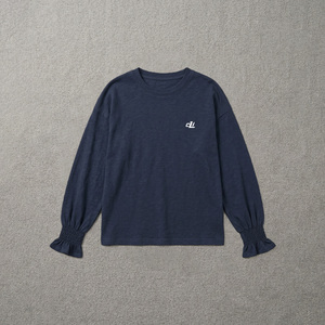 เสื้อผู้หญิงทรงหลวมแขนบอลลูนแบบใหม่ ปักโลโก้ตามสั่ง เสื้อยืดแขนยาว ปลายแขนยางยืด คุณภาพสูง ใส่ได้ทุกฤดู - Product Image 3