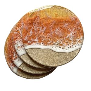 Sous-verres en résine de luxe faits à la main tampons carrés de couleur personnalisables comme tapis de cuisine de table lot de 4 - Product Image 6