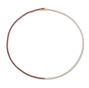 14K Gold Elegant Combination Diamond (Natural) and <b>Ruby</b> Tennis <b>Necklace</b> for Wedding OEM Wholesale Retail Jewelry Manufacturer - Product Image 3