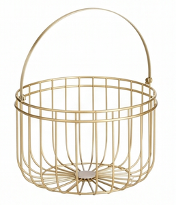 Modern Metal <b>Wire</b> <b>Storage</b> <b>Basket</b> with Handle Circle Shape for Neatening Multi-Purpose Use Stylish Tabletop Accent - Product Image 1