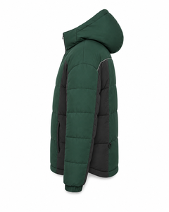 Modern Winter Puffer <b>Jacket</b> Hooded Contrast Design Warm Polyester Filling Custom Embroidered Logo Service Zipper Utility Pockets - Product Image 2