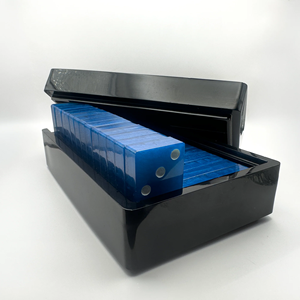 Jeu de dominos en résine bleue fait main, boîte noire brillante, décoration artistique pour la maison, cadeau artisanal, jeux, boîte cadeau écologique, couleur personnalisée - Product Image 6