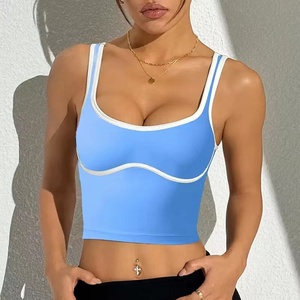 Women's High <b>Support</b> Sports Bras Removable Pads Eco-Friendly Breathable Quick Dry Plus Size Contrast Color Workout <b>Crop</b> Tank <b>Top</b> - Product Image 3