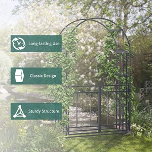 Arco de Jardín Metálico Gris de 8 pies con Puertas Dobles y Cerradura para Bodas y Fiestas Nupciales, Cercas, Enrejados y Portones - Product Image 6