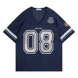 เสื้อเจอร์ซีย์คอวีตาข่ายสีขาวสำหรับผู้หญิงเอลริค อีเดนพร้อมหมายเลข 08 และโลโก้ปักสไตล์พรีปปี้ทรงหลวมแขนสั้น - Product Image 6