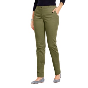 Pantalon formel décontracté pour femmes avec poche double face coupe régulière taille moyenne et brodé pour le fournisseur d'été de BD - Product Image 1