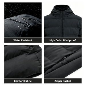 Veste d'hiver à capuche décontractée respirante à fermeture éclair pour homme à bas prix en stock - Product Image 3