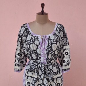 Vestido Maxi Boho con Estampado Floral, Hecho a Mano, Ecológico, Cuello Redondo, Manga Larga, Corte Holgado, Vestido Casual de Verano para Mujer, Cintura Holgada - Product Image 1