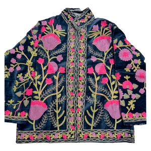 Wholesale Luxury Suzani Embroidered Velvet Jackets Bohemian Floral Statement Outerwear Elegant Winter Artisan <b>Coats</b> For <b>Women</b> - Product Image 1