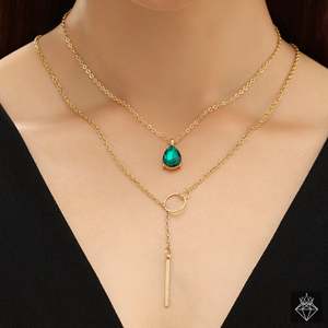 PRAO Anti-deslustre Chapado en oro Collar de corte de gota en capas Collares de moda con diseño único - Product Image 1