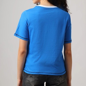 Low price Women's V-Neck Short Sleeve Wholesale <b>T</b>-<b>Shirt</b> Regular Fit Casual Jersey Blue Character Print Spring Summer - Product Image 2